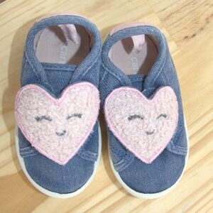 Carter's Blue Denim with Sherpa Heart Sneakers Toddler Size 5